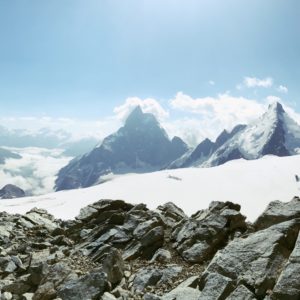 Gipfelpanorama Tete Blanche mit Dent Blanche, Matterhorn und Dent d'Herens