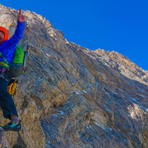 Armin Fuchs im walkerpfeiler an den Grandes Jorasses